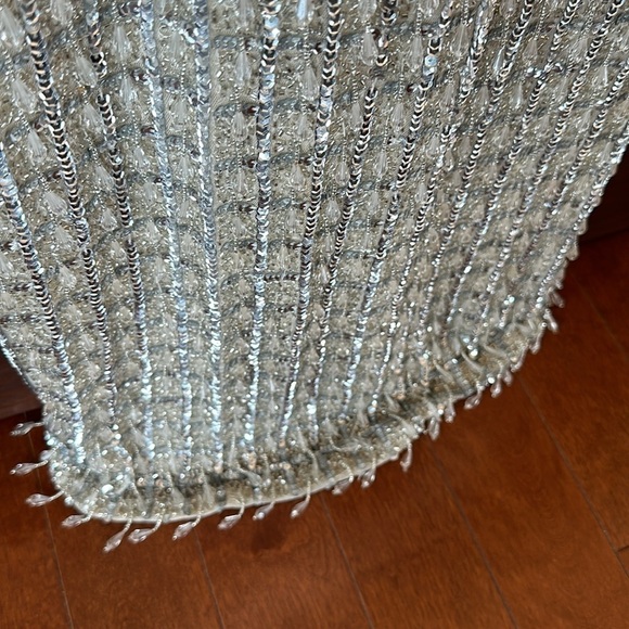 MAC DUGGAL 5394 BEAD EMBELLISHED COLUMN NUDE/SILVER GOWN sz 10 - Picture 12 of 16